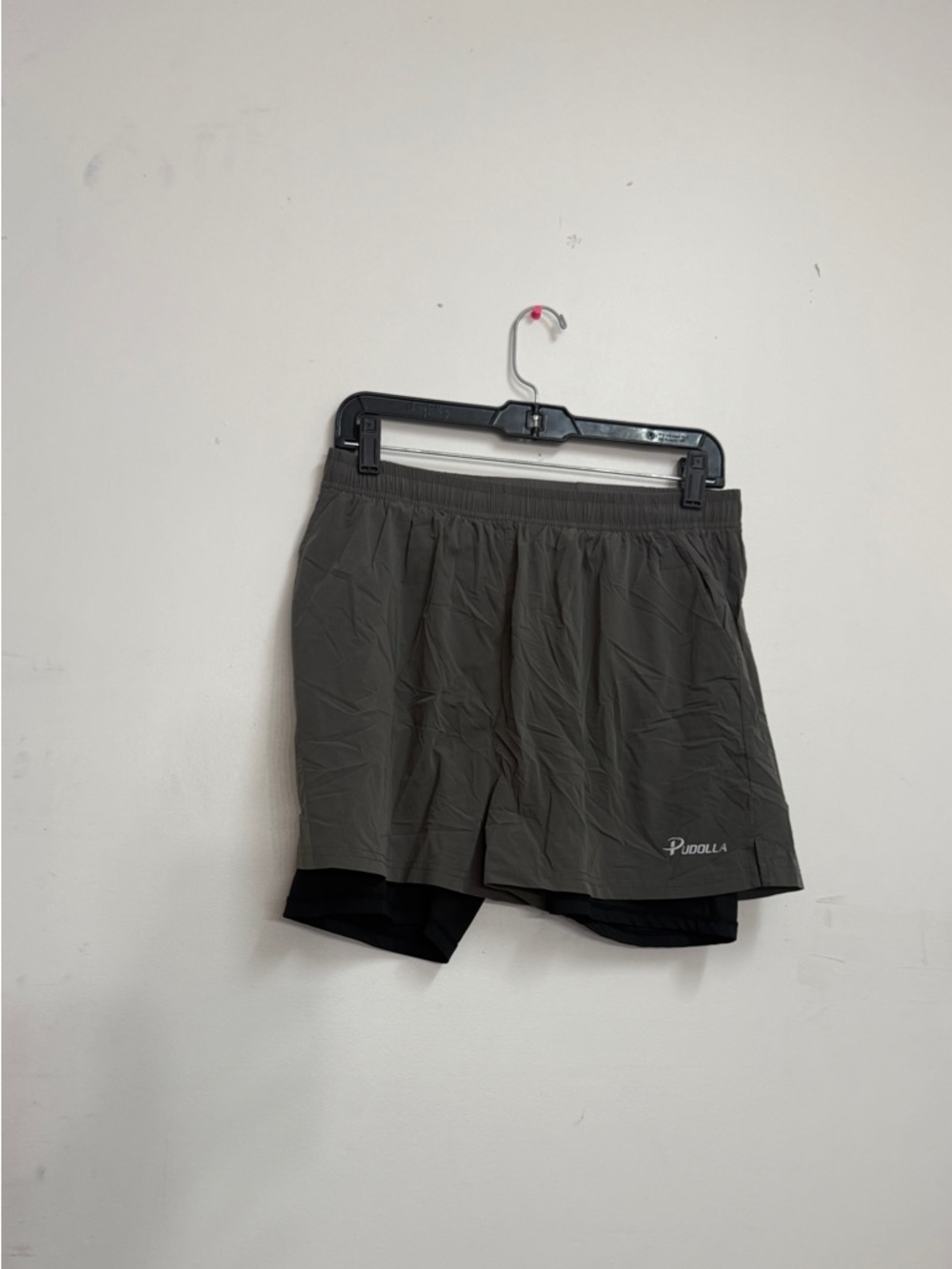 Men’s Gray Pudolla running shorts double Shorts lined running gym shorts 2 in 1